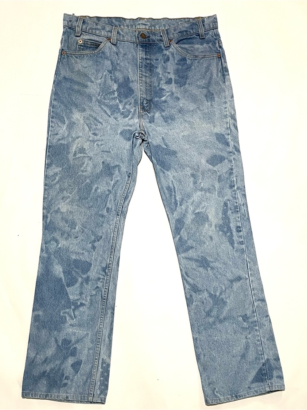 Vintage Blank Orange Tab Levi’s 517 Bootcut Jeans 38x36 Acid Wash 80s Jeans